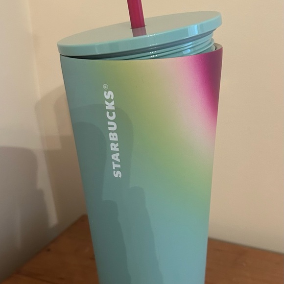 💜 2024 STARBUCKS Spring PASTEL RAINBOW TIE DYE STAINLESS STEEL Tumbler Cold Cup - Picture 2 of 4